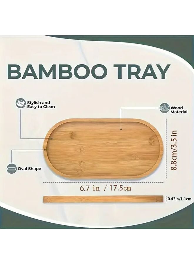 Bamboo Vanity Tray Wooden Jewelry Storage Rack Bathroom Countertop Organizer 1pc - Image 2